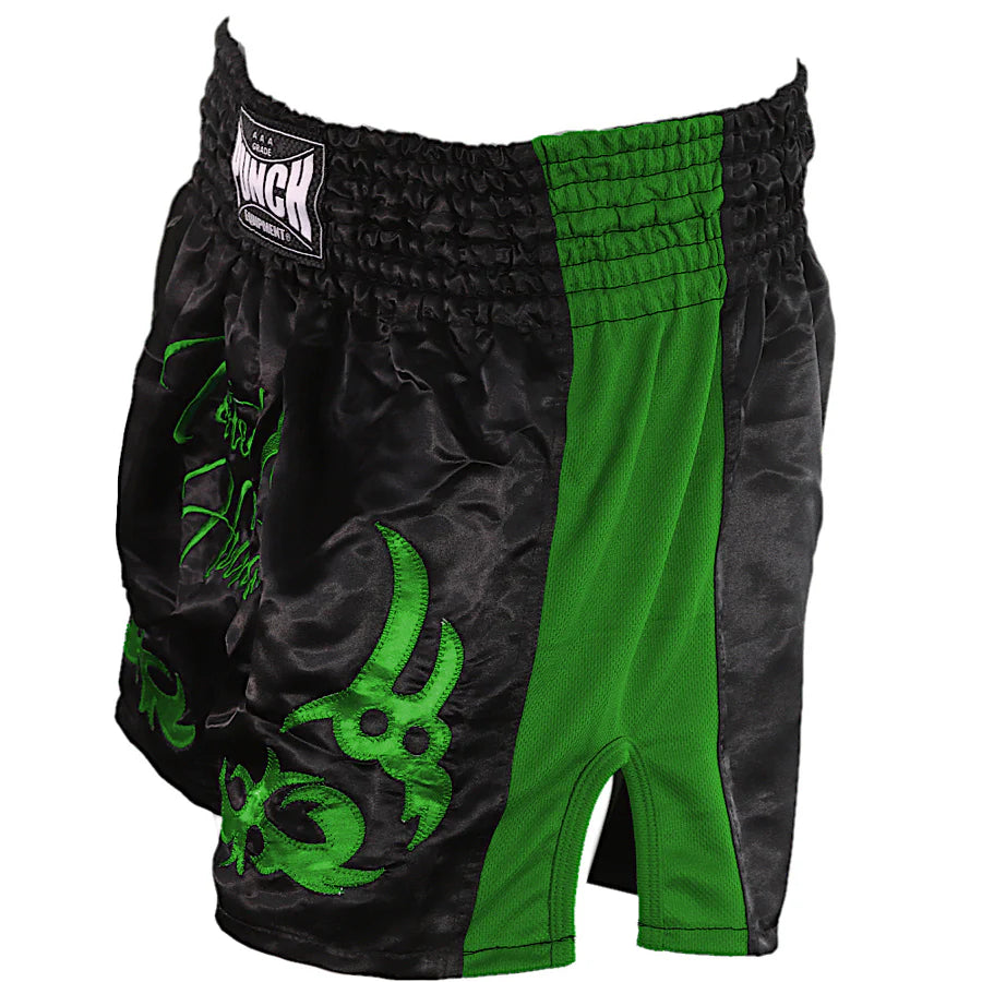 PUNCH GREEN THAI SHORTS - 'TESTED ON HUMANS'