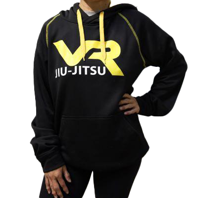 XTH Performance Hoodie - VR Jiu Jitsu - Black with Yellow Trim