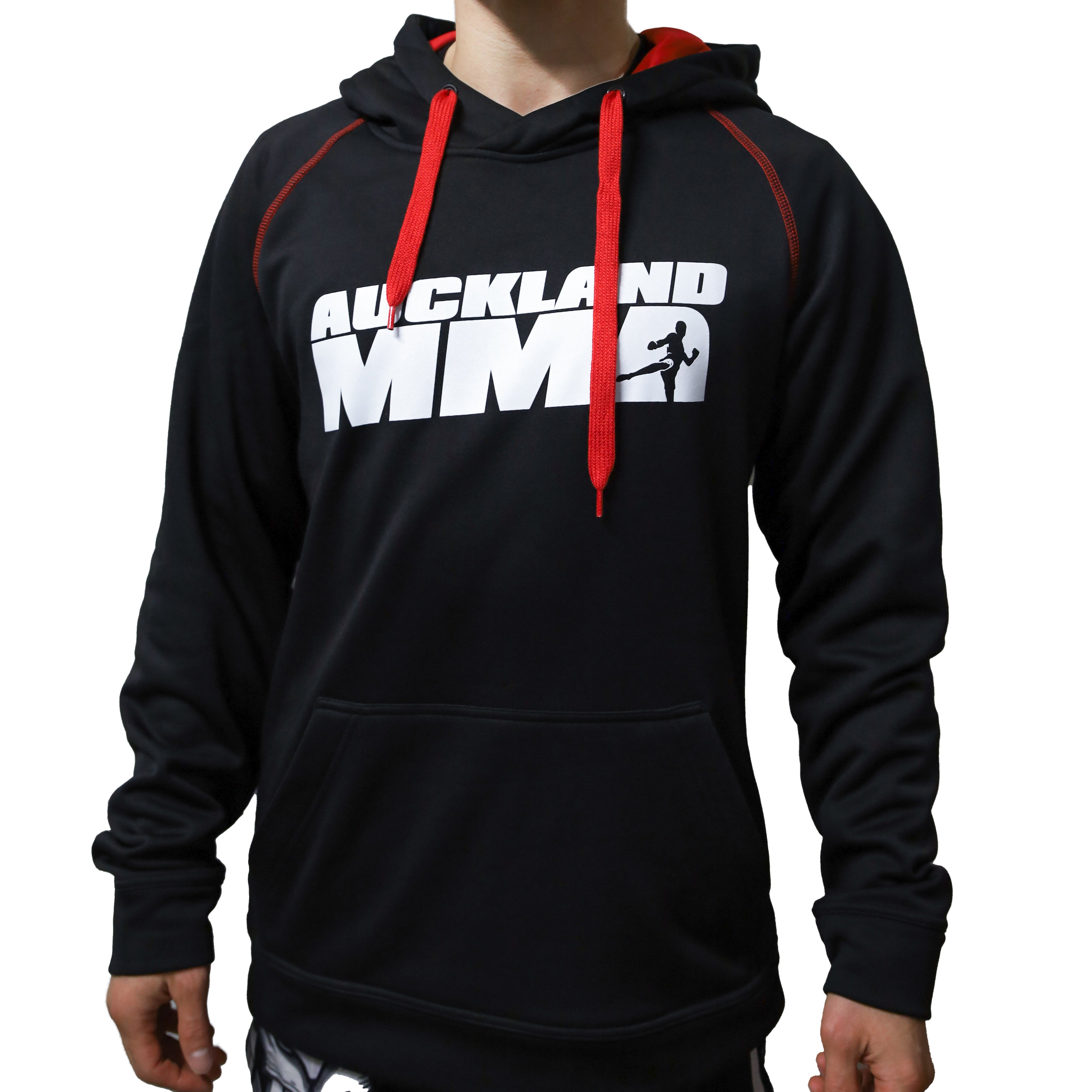 XTH Performance Hoodie - Auckland MMA - Black with Red Trim