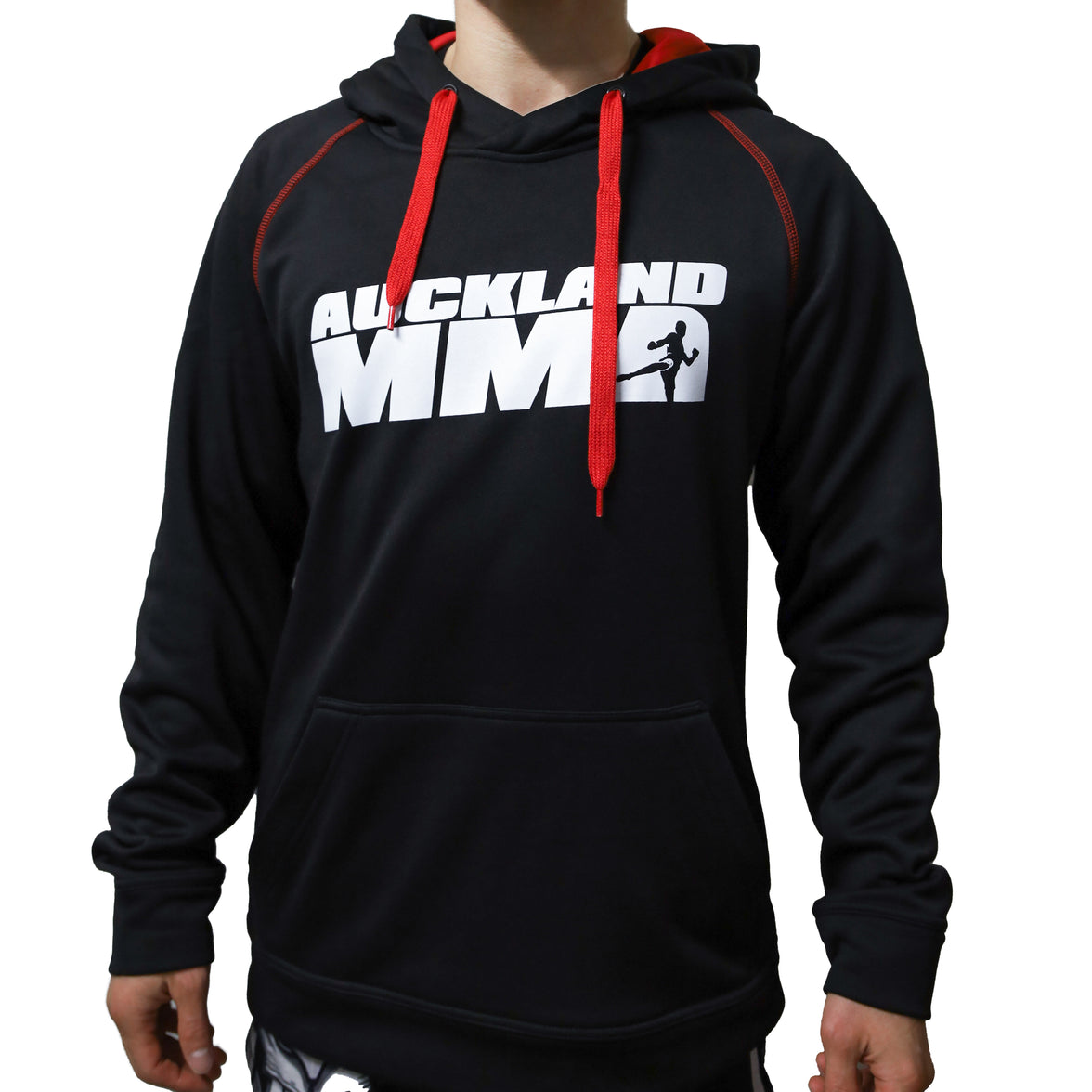 XTH Performance Hoodie - Auckland MMA - Black with Red Trim