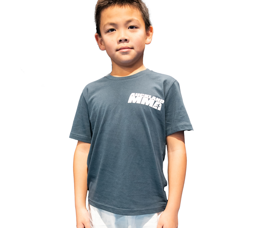 Kids Size - Auckland MMA New Logo Premium Cotton Dark Grey T Shirt