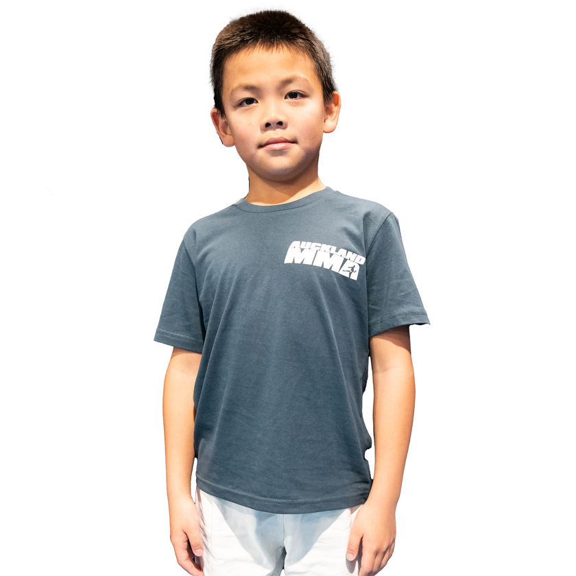 Kids Size - Auckland MMA New Logo Premium Cotton Dark Grey T Shirt