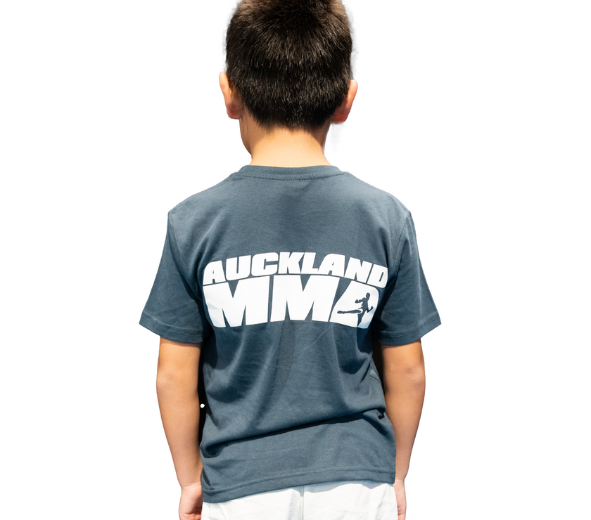 Kids Size - Auckland MMA New Logo Premium Cotton Dark Grey T Shirt